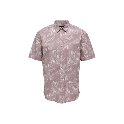 Chemise Only & Sons homme coton léger imprimé feuilles manches courtes