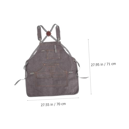 Delantal de lona gruesa para carpintería con bolsillos funcionales color gris resistente 2