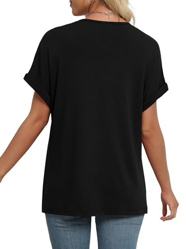 Image of WIHOLL Womens Summer Tops Short Dolman Sleeve Shirts 2026 Fashion V Neck Outfits Clothes
