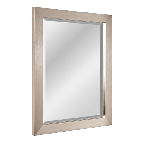 Head West 26"x32" Brushed Nickel Bathroom Mirror – Bevel Framed Rectangle Bathroom Mirrors for Over Sink, Vanity, Restroom, Bedroom, Living Room, Hallway & Entryway