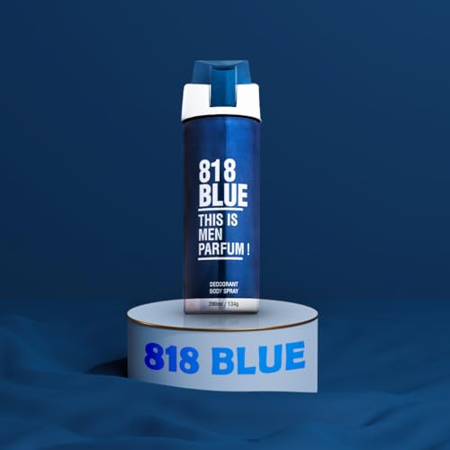 Image of HP 818 Blue Unisex Deodorant 200 ml | Oakmoss & Citrusy scent eau de parfum | Long-lasting | Best Daytime Fragrance | Gift For Partner