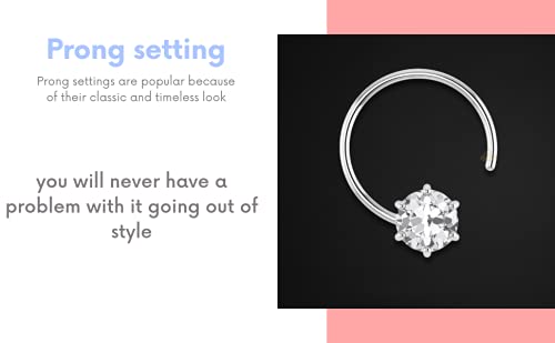 Image of SJ SHUBHAM JEWELLERS 92.5-925 Sterling Silver Round Shape White Cubic Zirconia Prong /Cup Setting Nose Pin Stud for Women Girls Size 2MM 3MM Size Pure Silver