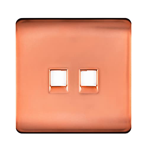 Trendi Modern 2 Gang Telephone Socket in Copper