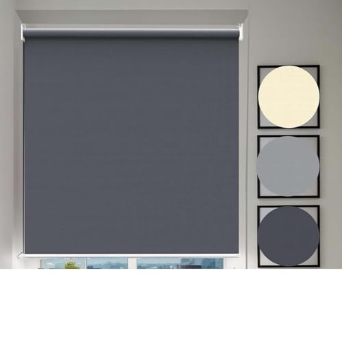 Persiana Enrollable Opaca, persianas enrollables con Aislamiento térmico, Kit de instalación de Iones, Multicolor, Varios tamaños(Dark Gray,140W x 100H cm)