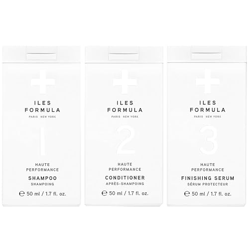 ILES FORMULA Mini Signature Collection Moisturizing Travel Shampoo & Conditioner w/Mini Finishing Serum Blow Dry Cream for Dry Damaged Frizzy Hair - Salon Grade Anti-Frizz Hydrating Hair Care Set