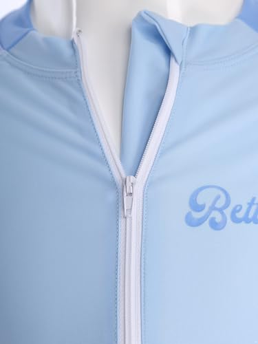 Yartina Girls 2-Piece Athletic Swimsuit Kids Long Sleeve Zip-up Color Block Dress with Shorts UPF 50+ Rash Guard4