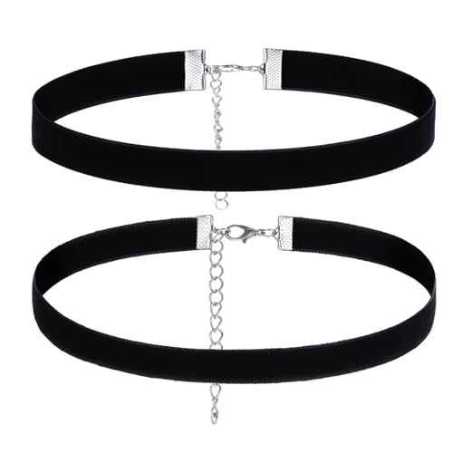 cobee 2 Pcs Black Choker Necklace Set, Adjustable Gothic Black Velvet Choker Necklace, Layered Classic Chokers For Women, Party Wedding Bride Valentines Day Birthday Gifts(2 pcs)