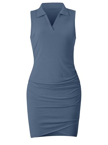 Image of AUXDIO Women Summer Bodycon Dresses Casual Tank Sleeveless Ruched Wrap 2026 Party Club Mini Dress
