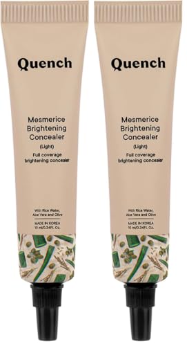 Image of QUENCH BOTANICS Brightening Natural Cream Concealer With Rice Water & Aloe Vera | Conceals Dark Circles & Brightens Under Eyes All Skin | Made In Korea (Light), 10Ml (Pack of 2)