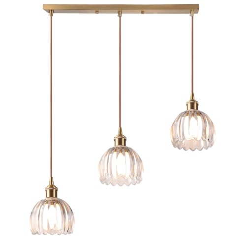 Lustre à fleur laiton haut de gamme et plafonnier verre E27 pour salle à manger
