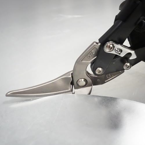 Image of Malco AV63 Long-Cut Offset Aviation Snips | Left & Straight Cutting | 2-1 /4 inch Extra-Long Blade | POWER-FIT Performance Grips | Forged Steel Jaws