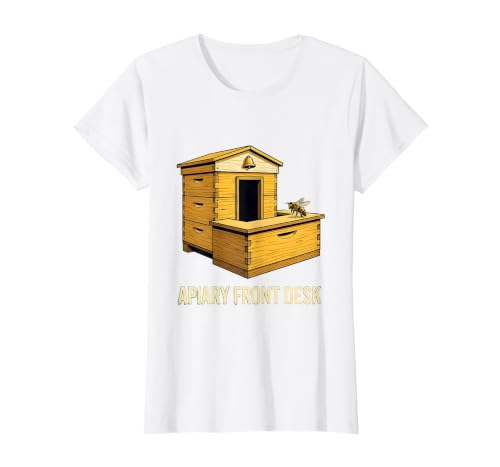 Apiary Front Desk Funny Beekeeper Beekeeping Humor T-Shirt, Women, White, Small