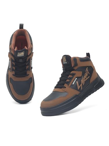 Image of Impakto Alpha Street Sneaker for Men | Lightweight & Soft Cushioned Insole | Padded Collar | High Top Streetwear Causal Shoes | Anti-Skid Sole | Lace-Up Shoes for Casual Outings,Walking & Gym