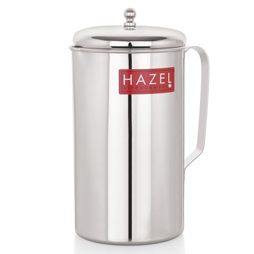 HAZEL Water Jug with Lid | Stainless Steel Serve Water Pitcher | Ideal for Serving Water, Juices & Beverages, 2 Litre