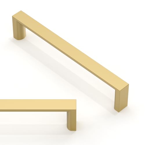 Asimerdeco 10 Pack Brushed Gold Cabinet Pulls 5 Inch (128mm) Kitchen Cupboard Handles Solid Zinc Alloy Cabinet Hardware Drawer Pulls