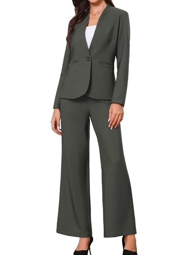 Allegra K Pants Suits for Women Dressy 2 Piece Office Collarless Blazer and Pants Set Business Casual Outfits