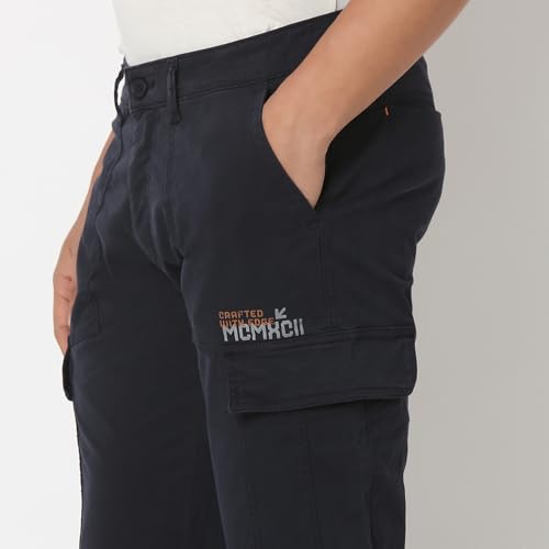 Image of Spykar Men's Regular Fit Mid Rise Pants
