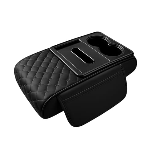 JDFGDZHG Center Console Cover for Isuzu All Models Dmax Mux 2000-2023 2024-pr, with Dual Cup Holder and Storage Pocket Anti-Scratch Durable Leather Quilted Design Comfortable Support,B/Orange