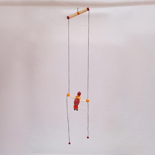 Image of Premium Wooden Hanging Monkey /Joker Toy for Kids (Age 3+) Eco-Friendly, Non-Toxic Multicolor Puppet Promotes Hand-Eye Coordination & Fine Motor Skills Skill-Building Wooden Toy.