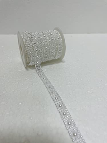Ruban perles décoratives blanches, 1 x 5 cm YDS (4,58 m), perles décoratives, décorations faites à vous, éventes, ceintures, gâteaux
