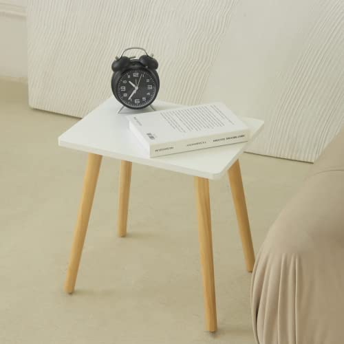 Awasen Side Table, Small End Accent Table For Living Room Bedroom Office Small Spaces, Modern White Side Table Nightstand With Solid Wood, Easy Assembly, (White) #TOP1