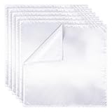 White Pocket Squares for Men, 6 Pcs Solid Silk Handkerchief Satin Hankies for Men Suit Party Daily Christmas Father's Day Gifts