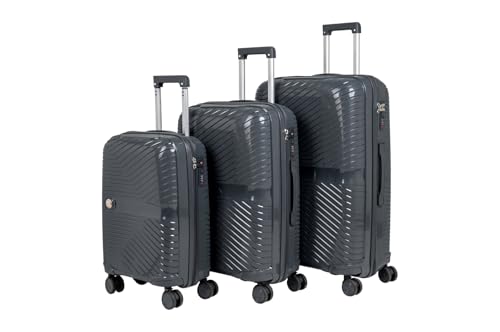 Image of Mine R-Captown Polyester Soft Case Travel Trolley Bag(Set of 3) - 2 Wheels, Size (35x17x51CM), Color - Black, Suitcase for Business Trips, Vacations, Easy to Pulling & Pushing