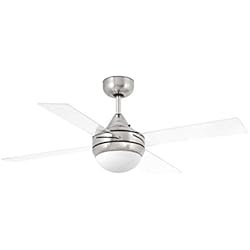 Ventilador Techo Faro Icaria Faro Barcelona 33696 - MINI ICARIA Ventilador de techo con aspas transparentes y cuarpo níquel mate