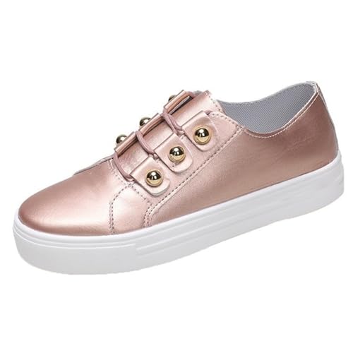Women's Fashion Sneakers Casual Slip On Sneaker Comfort Non Slip Flats Loafers Lightweight Sneakers Vegan Shoe Leather Retro Walking Shoes