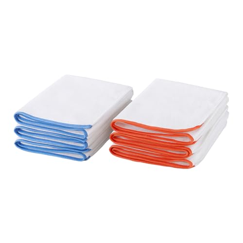 Image of Ultrafine Microfiber Cloth (2 x Pack of 3pcs) - 16 x 16 /40x40 cm, 85 /15 Polyester-Polyamide, Ultra-Soft, Lint-Free Buffing, Glass Cloths, Color-Edged, Rounded Corners, Professional Finish