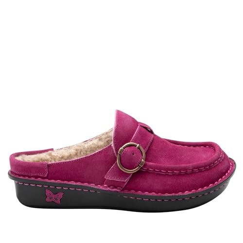 Image of Alegria Women's Brigid Leather Moc Toe Open Back Clog with Heel Cup