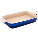 Le Creuset Stoneware 12-1/2-by-9-1/2-Inch Rectangular Baking Dish, Cobalt Blue