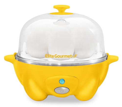 Image of Elite Gourmet Easy Electric 7 Egg Capacity Soft, Medium, Hard-Boiled Cooker Poacher, Scrambled, Omelet Maker with Auto Shut-Off and Buzzer, BPA Free
