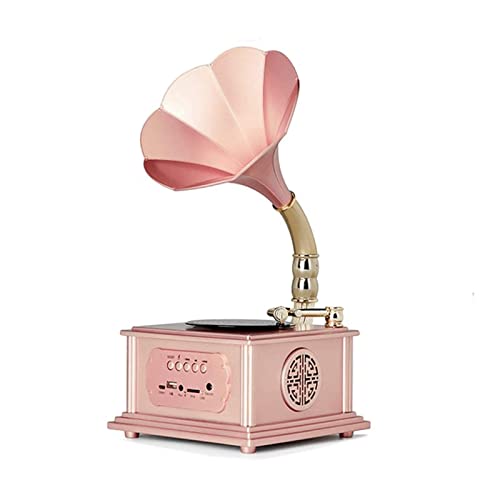 JFNHUTL Grammofono in Legno, fonografo, Altoparlanti Stereo, Giradischi, Giradischi in Vinile, Sistema Giradischi, registratore Rosa