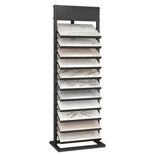 Présentoir de sol pour carrelage lourd résolvant le manque de place en magasin
