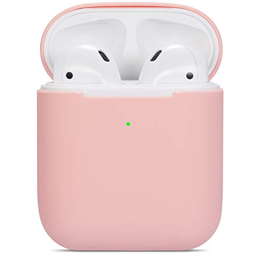 Funda compatible con AirPods, funda protectora ultrafina de silicona suave, a prueba de golpes, antideslizante, accesorios de protección, funda para Apple Airpods 2 y 1, funda de carga, color rosa