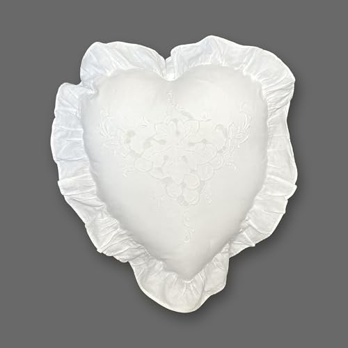 MODERN HEIRLOOM Embroidered and LACE 2-PC Pillow Decorative Pillow Set, 12 inches, Camille White 12" 2 Count