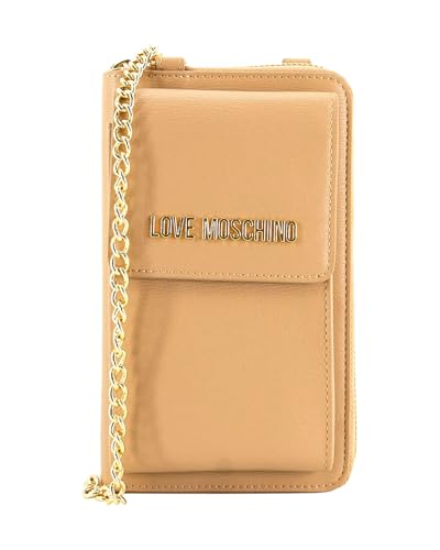 Love Moschino Cartera con correa, 20 x 12 x 2,5 cm, arena, rojo, Grande, Acolchado