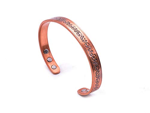 Copper Bracelet for Women: Stunning Copper Magnetic Bracelet For Arthritis 6 Magnets with Unique Floral Design, Commonly worn for Pain Relief and Magnetic Healing Antique Vintage Style