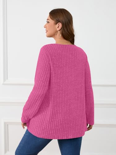 Image of BELAROI Womens Plus Size Sweaters V Neck Fall Tunic Top Pullover Shirts