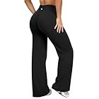 OQQ Yoga Pants Women High Waist Stretch Casual Soft Straight Leg Bottoms Black Extra Long