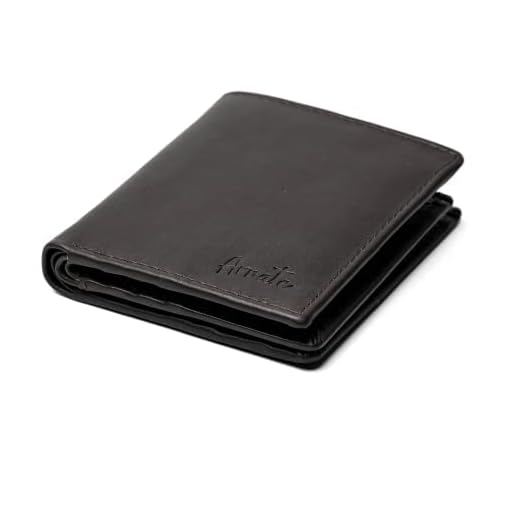 Carteira masculina fina de couro legítimo com bloqueio de RFID, duas dobras, preta e marrom, Marrom, Carteira de couro legítimo Rfid Safe Bi Fold Slim