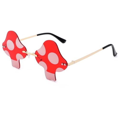 Rimless Mushroom Shape Sunglasses for Women Men Party Halloween Christmas Cosplay Glasses Prom Accessories