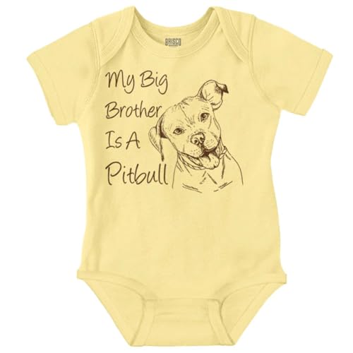 Brisco Brands My Big Brother is a Pitbull Dog Lover Baby Romper Boys or Girls