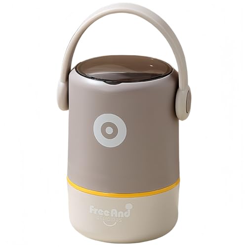 AACV ヘッドフォン型二層弁当箱 304ステンレス 食品用PP 分層設計 持ち運びやすい 軽量コンパクト 蒸し器加熱対応 電子レンジで密封保温 4時間保温可能 内蔵食器 透明蓋 主食層 スープ お粥層 日常収納対応 (580ml,コーヒー色) [並行輸入