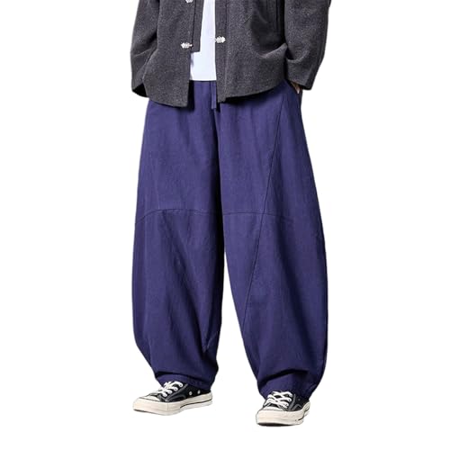 Pantalons lanterne amples homme style chinois vintage en toile de mi-saison