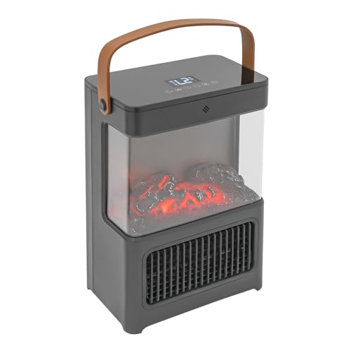 Tragbarer elektrischer Heizkamin, Elektrischer Standkamin, Elektrischer Heizkamin,Kamin mit realistischem 3D-Flammeneffekt,Freistehender Raumheizgeräte Heizkamin,2000W Intelligenter Thermostat