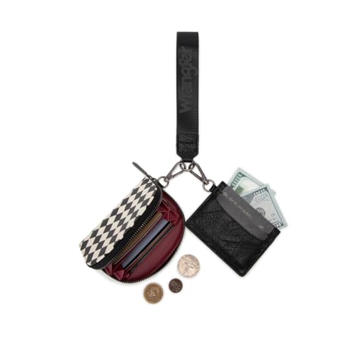 Image of Wrangler KeyChain Wallet Checkered Wristlet Wallets for Women Western Dual Pouch Wristlet Credit Card Holder Wallet