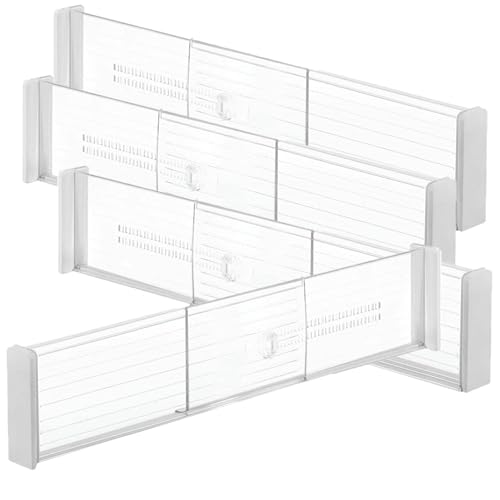 Cocina, Kitchen WJWSKI - Juego de 4 divisores de cajones ajustables de 11 a 20 pulgadas, separadores de cajones de 3.2 pulgadas de alto para almacenamiento de ropa, divisor de...