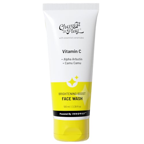 Chemist At Play Brightening Vitamin C Face Wash | 30x Vitamin C | Removes Oil & Dirt | Fades Dark Spots & Tan | Boosts Glow | Soap-Free Cleanser | All Skin Types | For Men & Women | 100 ml
